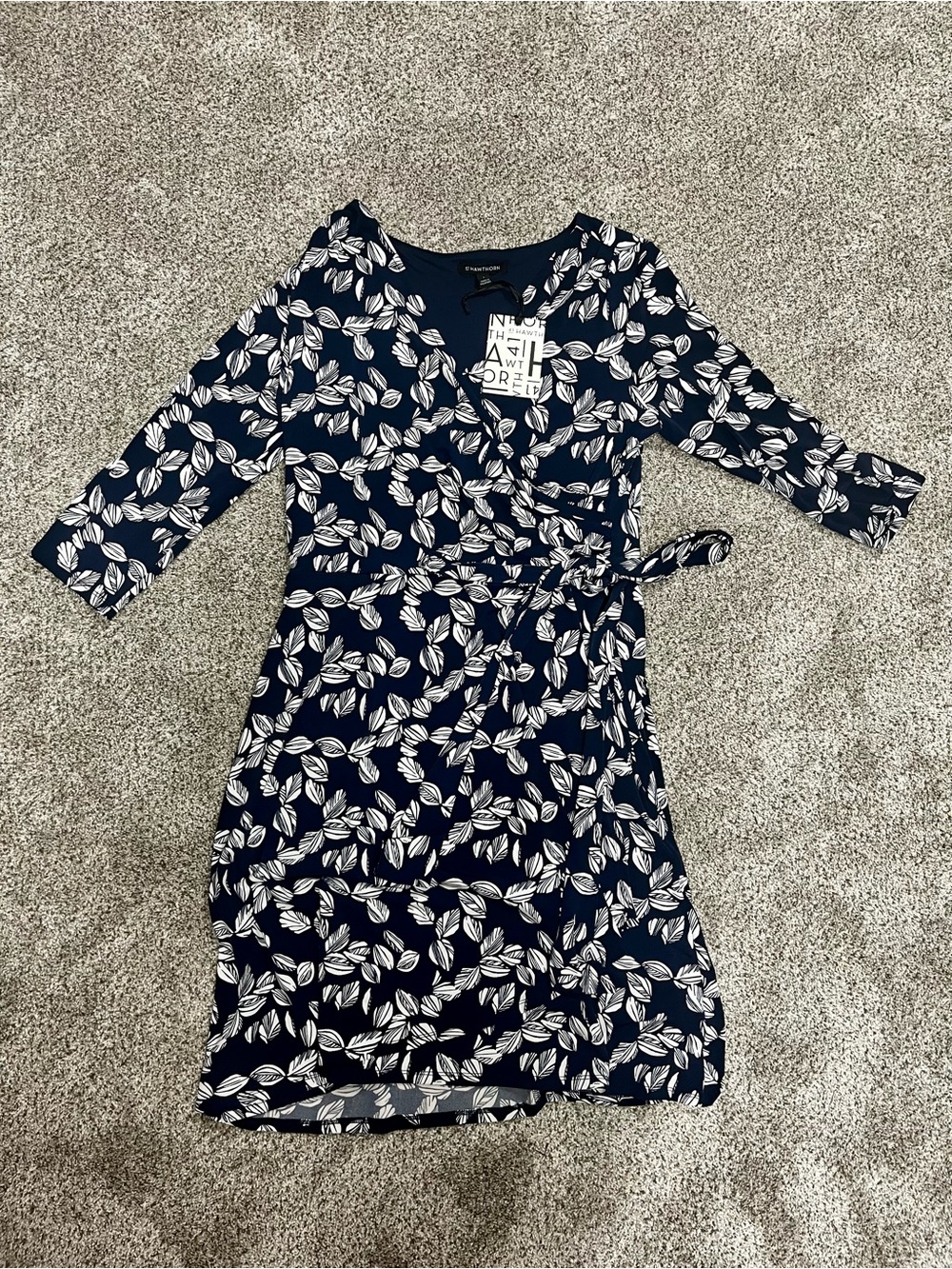 41 Hawthorne Floral Wrap Dress -Navy & White NWT